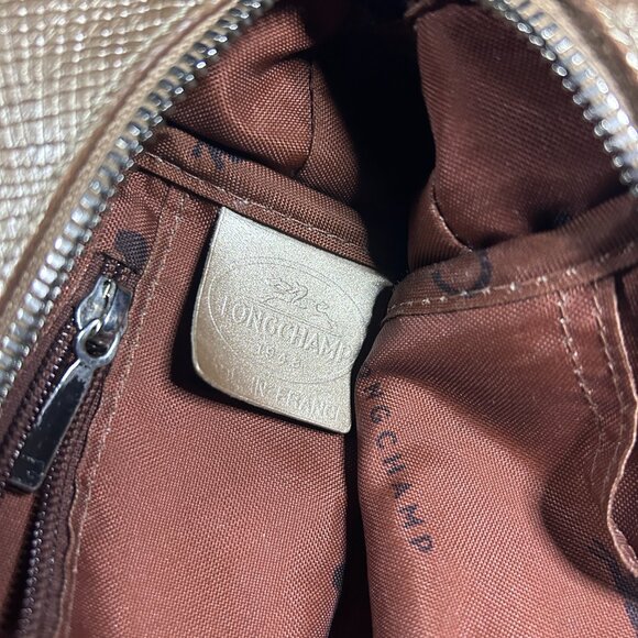 Longchamp Quadri Handbag Purse Leather Metallic Gold Charms Keychains - Picture 6 of 16